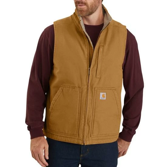 Men's Sherpa Lined Mock Neck Carhartt Brown Vest 104277 BRN 1 Men's Sherpa Lined Mock Neck Carhartt Brown Vest 104277 BRN