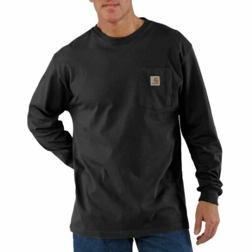 Men's Carhartt Loose Fit Heavy Weight Long Sleeve Pocket T-Shirt - K126 -cowboy clothing shop image K126BLK 550 550