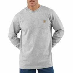 Men's Carhartt Loose Fit Heavy Weight Long Sleeve Pocket T-Shirt - K126 -cowboy clothing shop image K126HGY 550 550