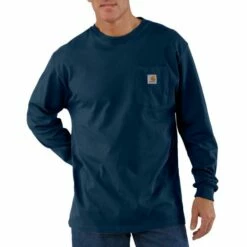 Men's Carhartt Loose Fit Heavy Weight Long Sleeve Pocket T-Shirt - K126 -cowboy clothing shop image K126NVY 550 550