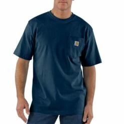 Men's Carhartt Loose Fit Heavy Weight Short Sleeve Pocket Tee - K87 -cowboy clothing shop image K87NVY 550 550