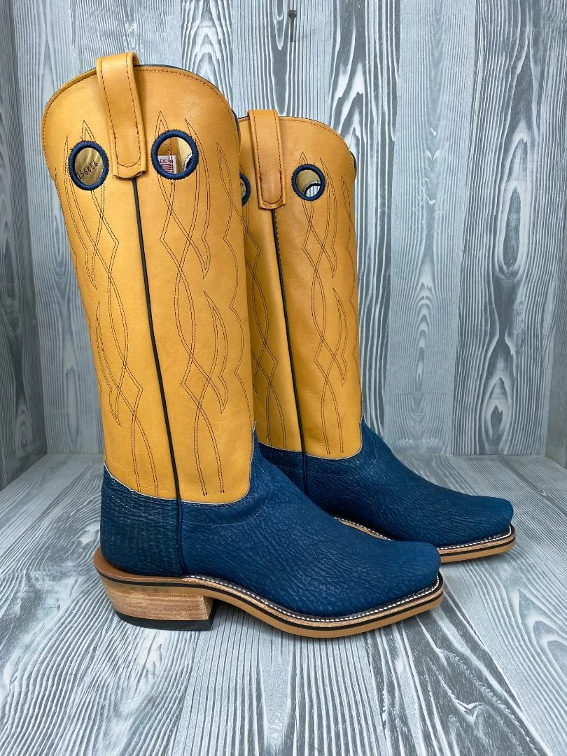 Men's Olathe Tall Top Blue Shark With 15" Tan Waxy Kansas Tops 2 Men's Olathe Tall Top Blue Shark With 15" Tan Waxy Kansas Tops - Image 2